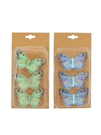 Pillangó csipeszes textil 10x6x2 cm zöld- kék 2 féle S/3 8720006819728