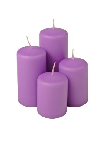 Lépcsős adventi henger gyertya készlet- Ø50 x 70/80/100/120mm - Matt lila