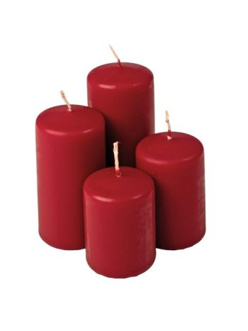 Lépcsős adventi henger gyertya készlet- Ø50 x 70/80/100/120mm - Matt bordó