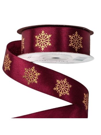 Hópelyhes szatén szalag 25mm x 20m - Wine red