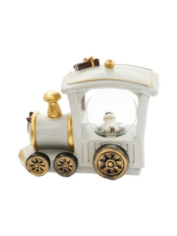 Rázógömb vonat mikulással- poly- 3x7x10 cm- szürke- arany SSS