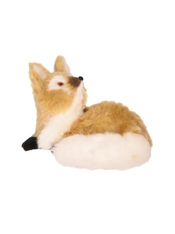 Róka fekvő- műanyag- textil- 10x7x7 cm- barna SSS