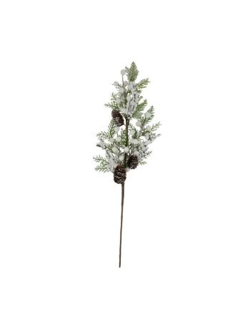 Selyemvirág ág havas- bogyós- műanyag- 54 cm- zöld- fehér