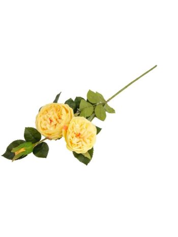 Selyemvirág angol rózsa ág 62cm sárga
