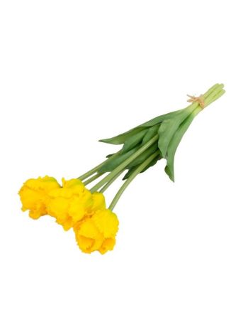 Selyemvirág papagáj tulipán csokor 5 szálas gumi 47cm sárga
