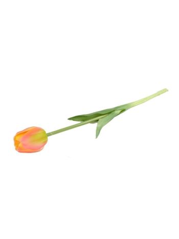 Selyemvirág tulipán szálas gumi 44cm zöld- rózsaszín