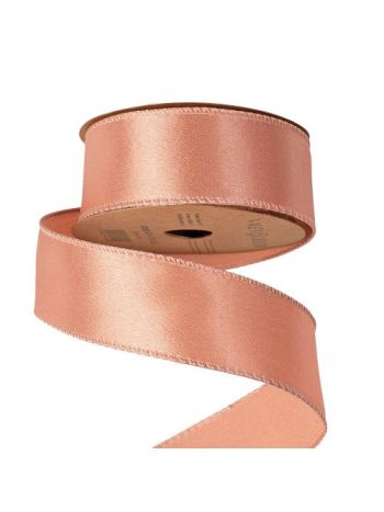 Fényes szatén szalag drótos szegéllyel 38mm x 5m - Rose gold