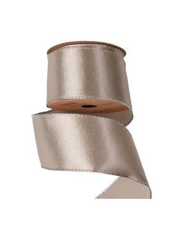 Lesklá saténová stuha s drôteným okrajom 63 mm x 5 m - strieborná