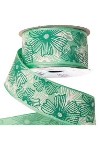 Virágmintás prémium textil szalag drótos szegéllyel 38mm x 6.4m - Ment