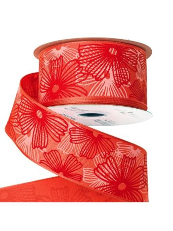 Virágmintás prémium textil szalag drótos szegéllyel 38mm x 6.4m - Laza