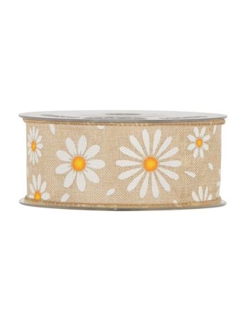 Szalag margaréta mintával textil 40 mm x 10 m natúr PV4532M00