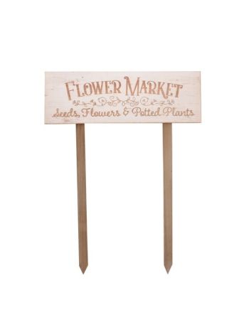 Tábla Flower Market felirattal betűzős fa 43x58x2 cm bézs  DD61593