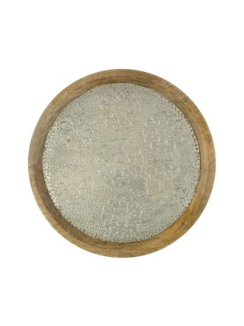 Tál virág mintával fa 29x29x3 cm natúr- arany @