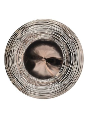 Tányér kerek mintás széllel- műanyag- 33x33x2 cm- rosegold