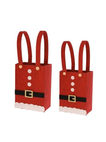 Tasak mikulás mintával- filc- 18x10-5x25 cm- 14x8-5x19-5 cm- piros- S/2- SSS