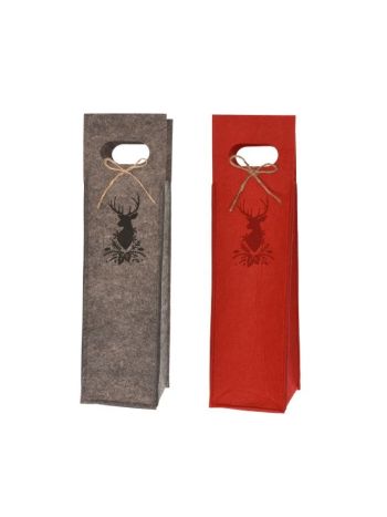 Tasak szarvassal- filc- 11x10x40 cm- piros- szürke- 2 féle- SSS