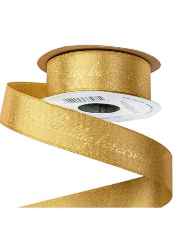 Boldog karácsonyt! feliratos csillogó szatén szalag 25mm x 10m - Arany