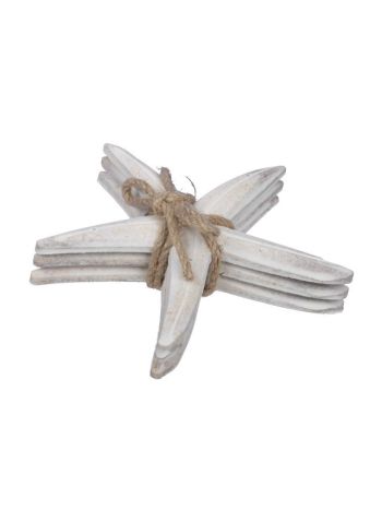 Tengeri csillag fa 15x14x3cm fehér- homok S/3 @