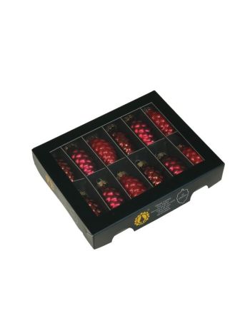 Toboz üveg- 6 cm- christmas red- S/12