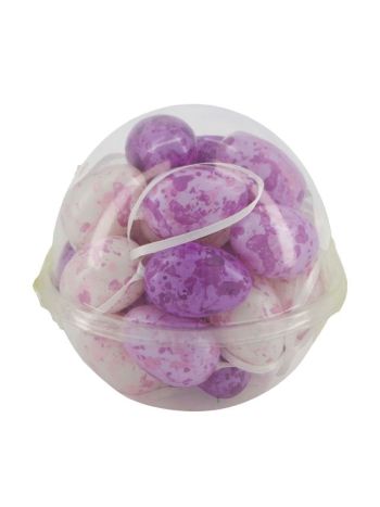 Tojás akasztós műanyag 10x10x11 cm lila- fehér S/24