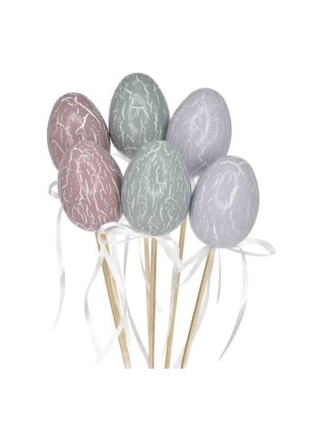 Tojás betűzős műanyag 6cm zöld- mályva- szürke S/6 @