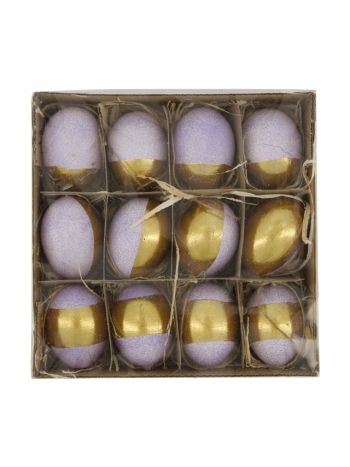 Tojás igazi- akasztós 19-2x19-2x5-1 cm lila- arany S/12