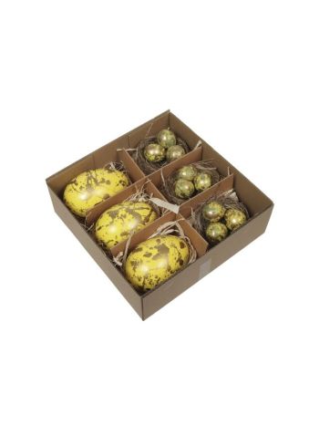 Tojás igazi- mintával- dobozban sárga S/12