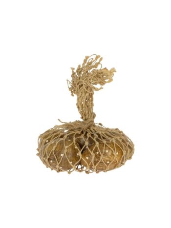 Tojás pöttyös hálóban fa 19x19x10 cm natúr- fehér S/6 DD67763