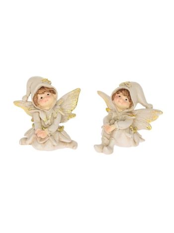 Tündér ülő- poly- 9-2x7-7x8-1 cm- krém- arany- 2 féle SSS