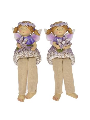 Tündér virágruhában lógólábú poly 6-2x5-5x14cm lila 2 féle @