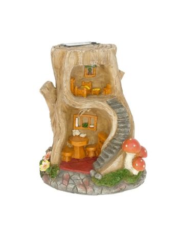Tündérlak lépcsővel- gombával szolár- LED-es poly 17x15-8x20-5 cm DD67678