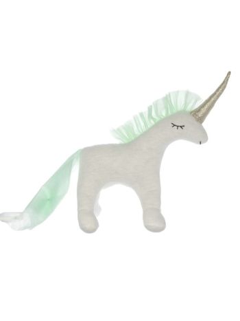 Unikornis álló textil 19cm fehér-menta
