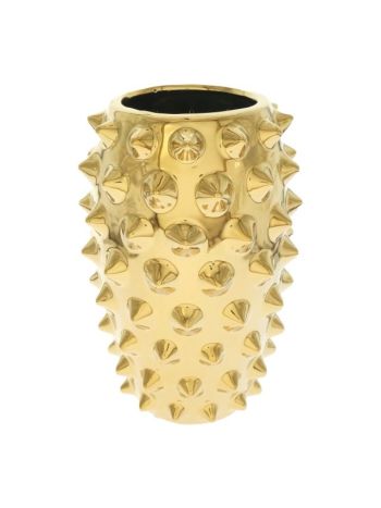 Váza tüske mintás kerámia arany 20x12cm