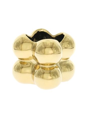 Váza szögletes- gömbökkel kerámia arany 8x9cm