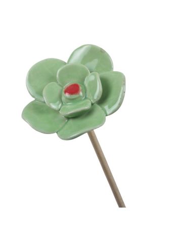 Virág betűzős kerámia 6.5cm zöld  370040