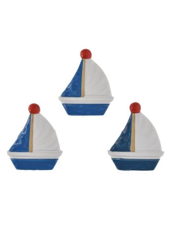Vitorlás hajó öntapadós poly 4-1x4-8x0-7cm kék-fehér S/3 @