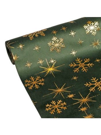 Karácsonyi bársony dekorációs anyag- asztali futó- 28cm x 2.7m - Sötétzöld