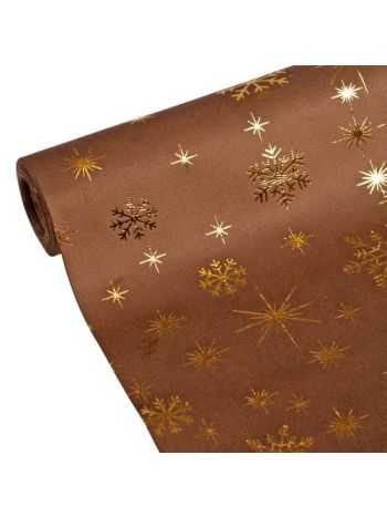 Karácsonyi bársony dekorációs anyag- asztali futó- 28cm x 2.7m - Barna