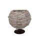 rattan gömbkaspó fém talpon csillogó szürke 14-5x15/20cm