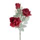 Selyemvirág rózsa ág 3 fejjel, 64.5cm magas - Piros  AF023-01