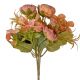 5 ágú hortenziás tearózsa selyemvirág csokor, 25cm magas - Sárgás mály