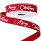 Merry Christmas feliratos karácsonyi szalag 16mm x 6.4m - Piros