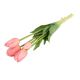 Selyemvirág tulipán csokor 5 szálas gumi 47cm rózsaszín